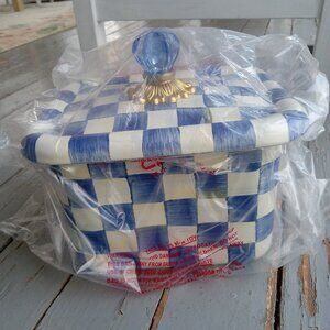 New Mackenzie-Childs Royal Check Enamel Recipe Box